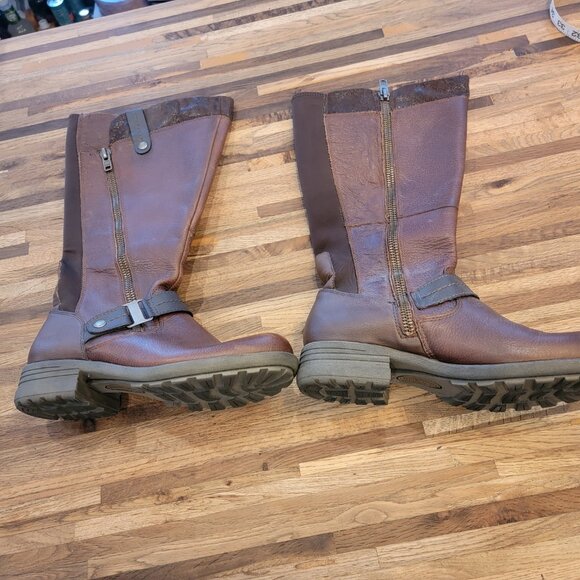 Earth Origins by Earth Portia Wide Shaft Dark Brown Distressed Leather High Boot - Picture 3 of 15